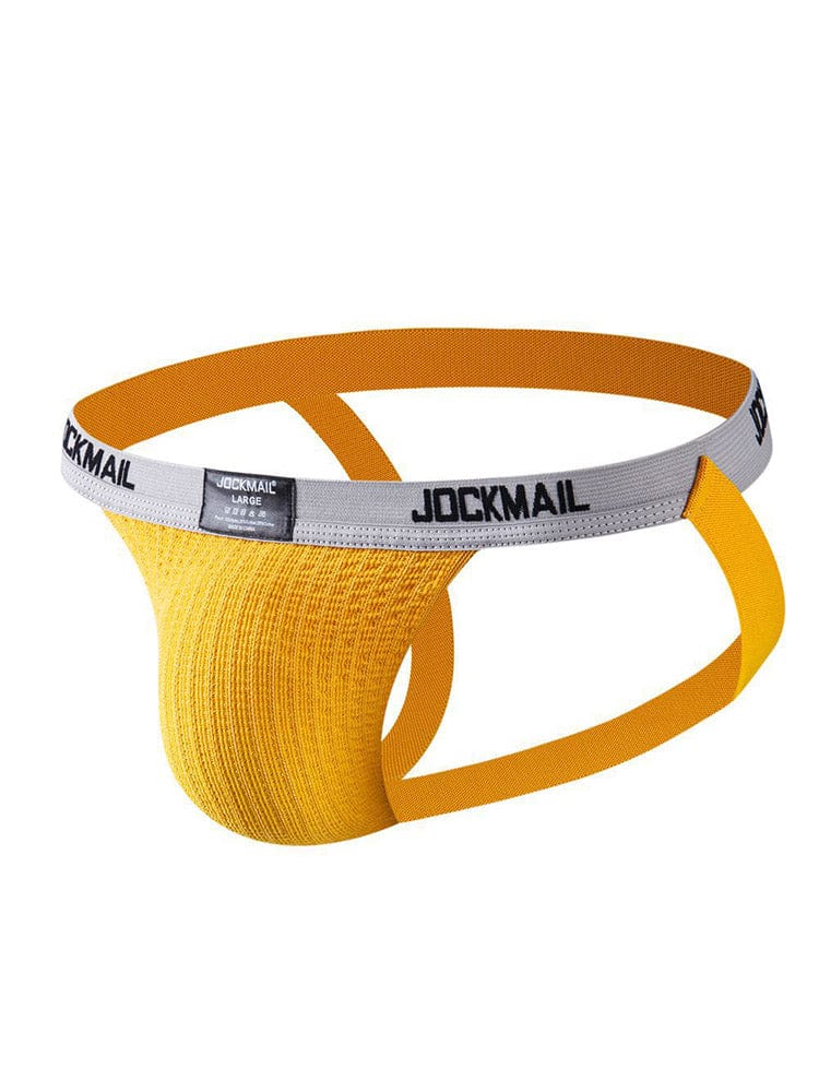 menaful Yellow / M Men's Elastic Pouch Hip Lift Sports Thong