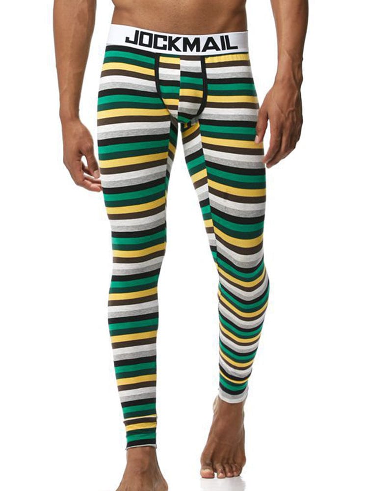 menaful Yellow / M Men's Gay Rainbow Stripe Long Underwear Pants