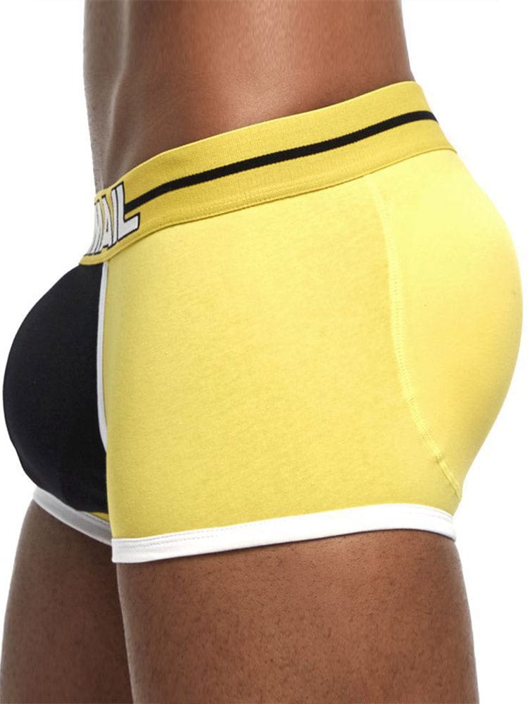 menaful Yellow / M Men's Invisible Padded Sponge Butt Lift Boxer