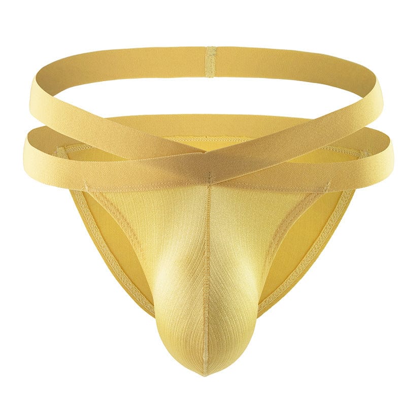 Menaful™ yellow / M Men's Nylon Elastic Bulge-Enhancing Solid Color Briefs