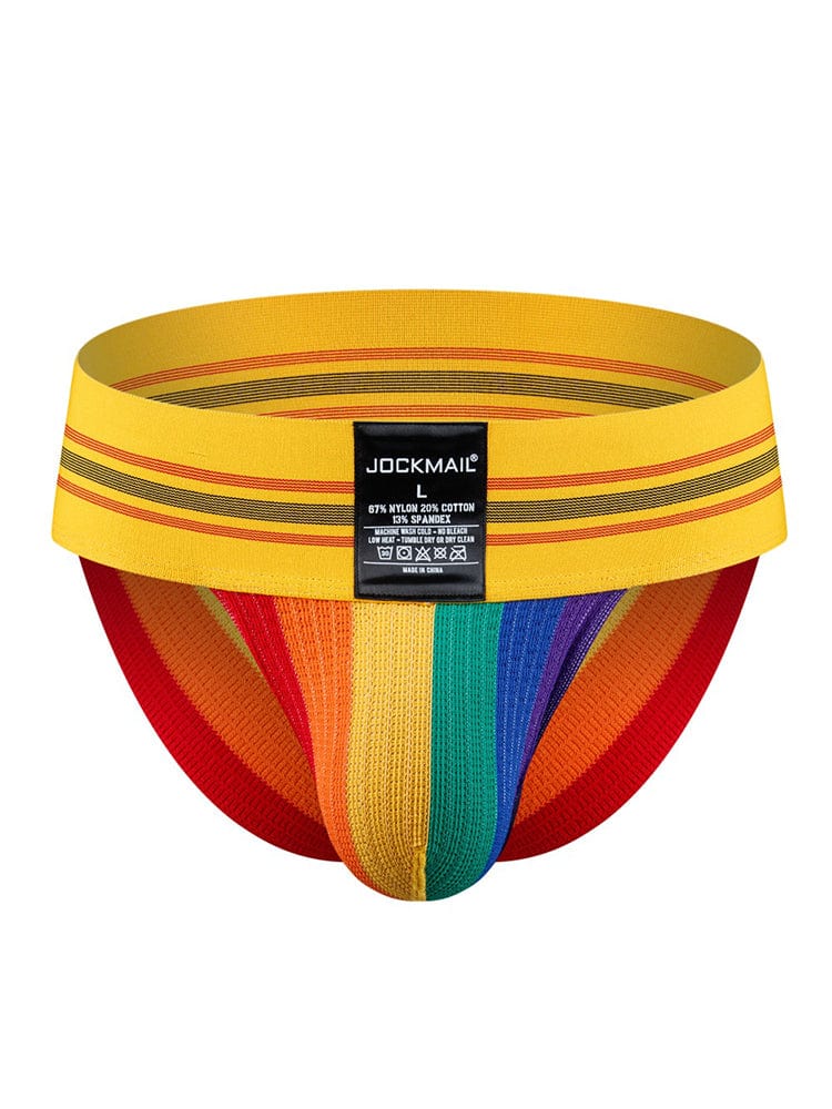 menaful Yellow / M Men's Rainbow Stripes Pride Brief