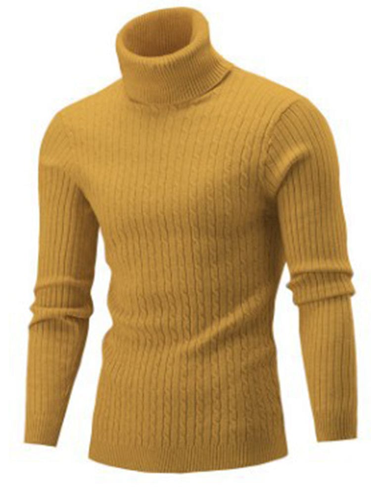 menaful Yellow / M Men's Turtleneck Bottoming Sweater