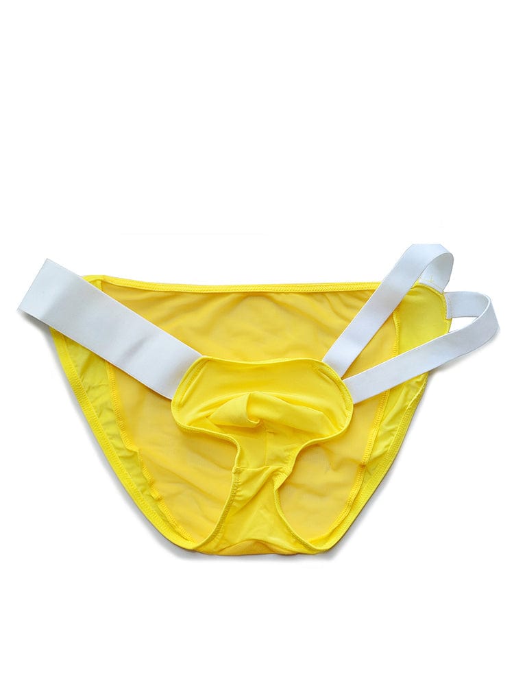 menaful Yellow / M Nylon Low Waist Sexy Mesh Erotic Briefs