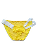 menaful Yellow / M Nylon Low Waist Sexy Mesh Erotic Briefs