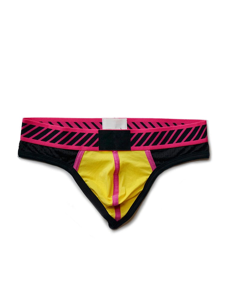 menaful Yellow / M Pieced Color Mesh Sexy Low Waist Thong