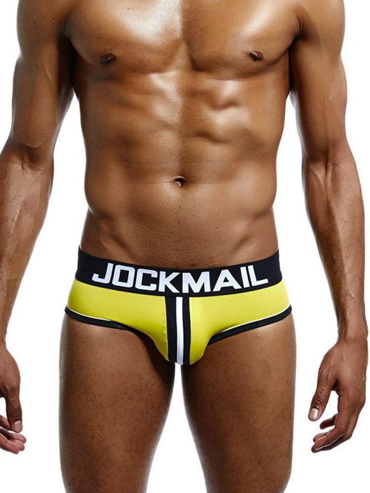 menaful Yellow / M Sexy Cotton Buttocks Men's Triangle Briefs