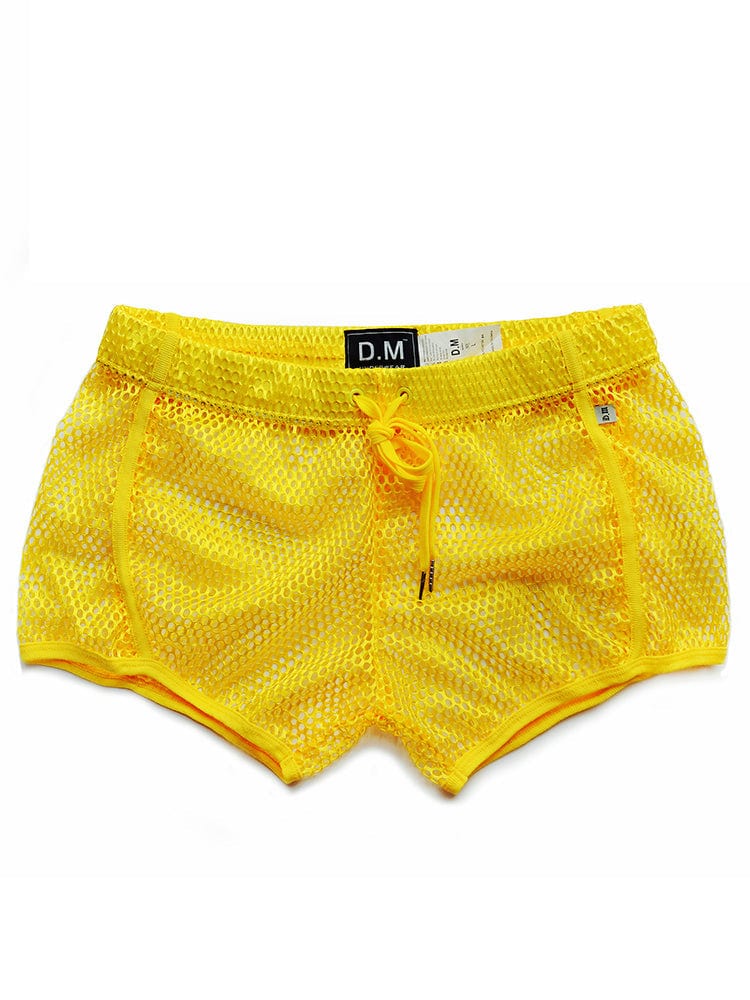 menaful Yellow / M Sexy Mesh Breathable Home Boxer Shorts