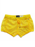 menaful Yellow / M Sexy Mesh Breathable Home Boxer Shorts