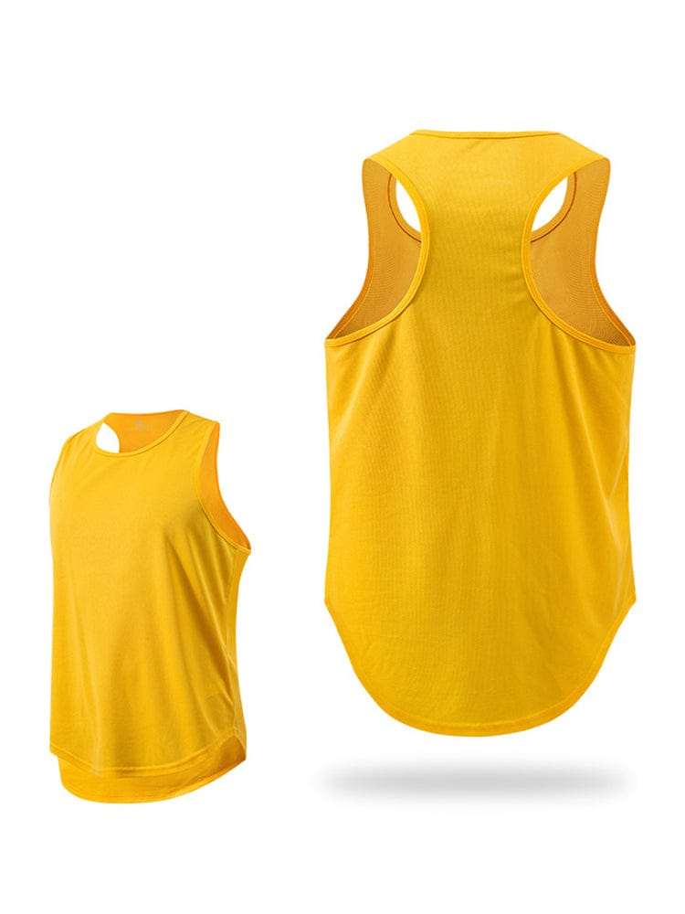 menaful Yellow Racerback Vest / M Men's Summer Quick Dry Sports Vest