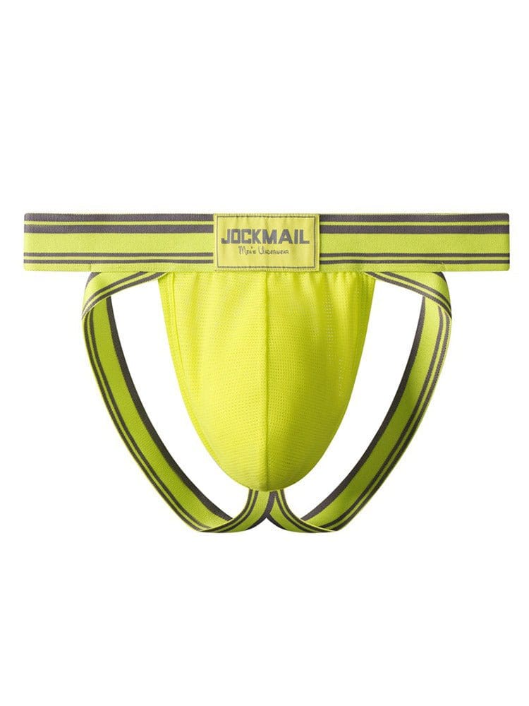 menaful Yellow / S Breathable Mesh Double Strap Men's Thong