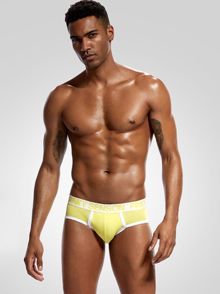 menaful Yellow / S Letter Color Cotton Briefs