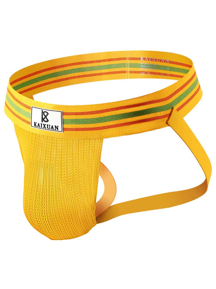 menaful Yellow / S U Convex Pocket Rainbow Sexy Jockstrap