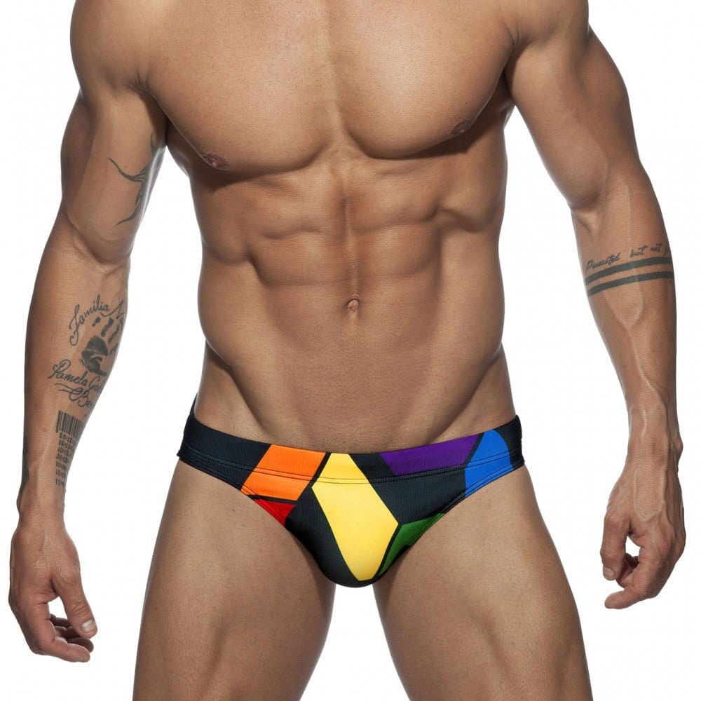 menaful ykc81-black / M Rainbow Print Low Waist Sexy Swimwear