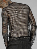 Hollow Breathable Long-sleeved Mesh T-shirt - Menaful™