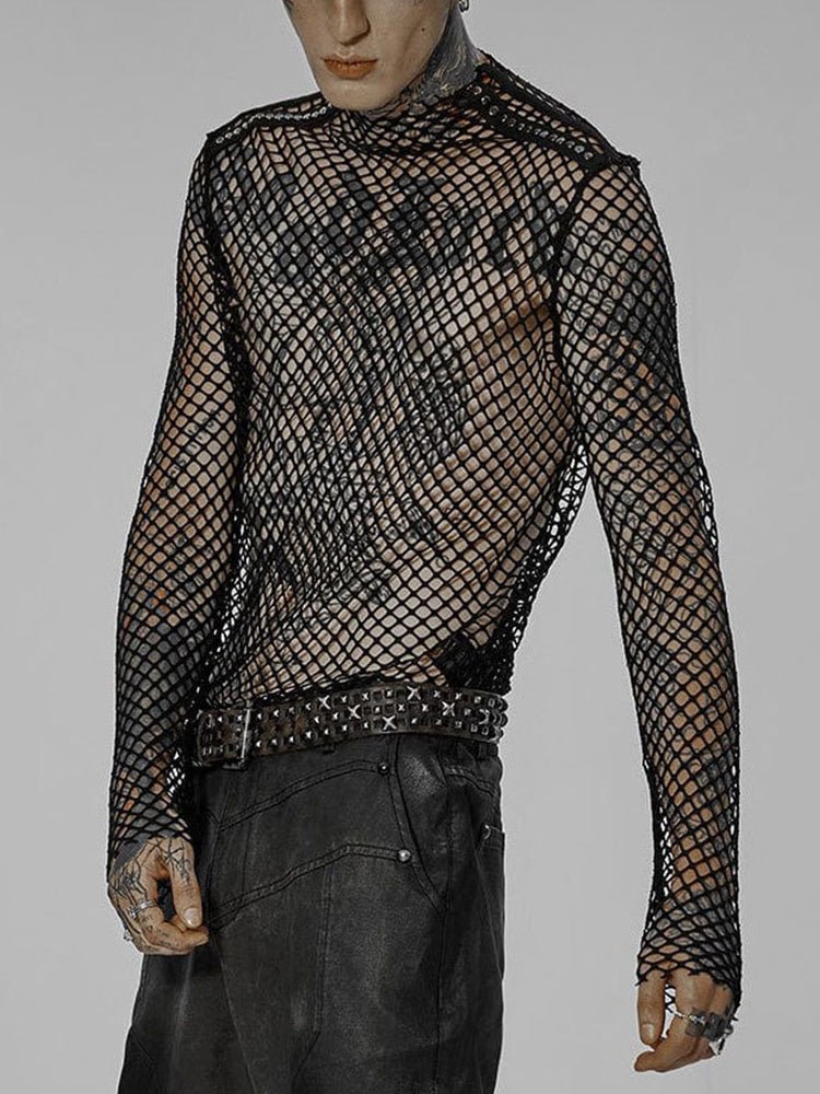 Hollow Breathable Long-sleeved Mesh T-shirt - Menaful™